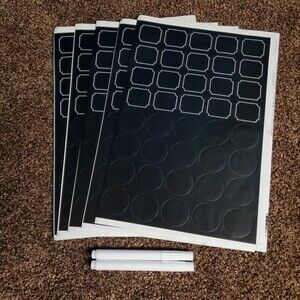 200ct. Blackboard Label Stickers & Bottle Tags Reusable Circles & Squares 1.25"